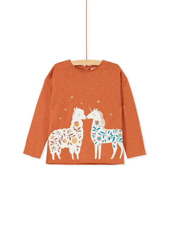 T-shirt à manches longues AOP pois à paillettes et imprimé lama & licorne KAGOTEE4 / 20W901L4TML420